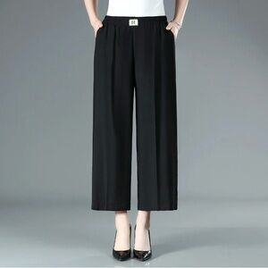 Women Wide Leg Pants High Waist  Loose Tencel Linen Straight Long Pants